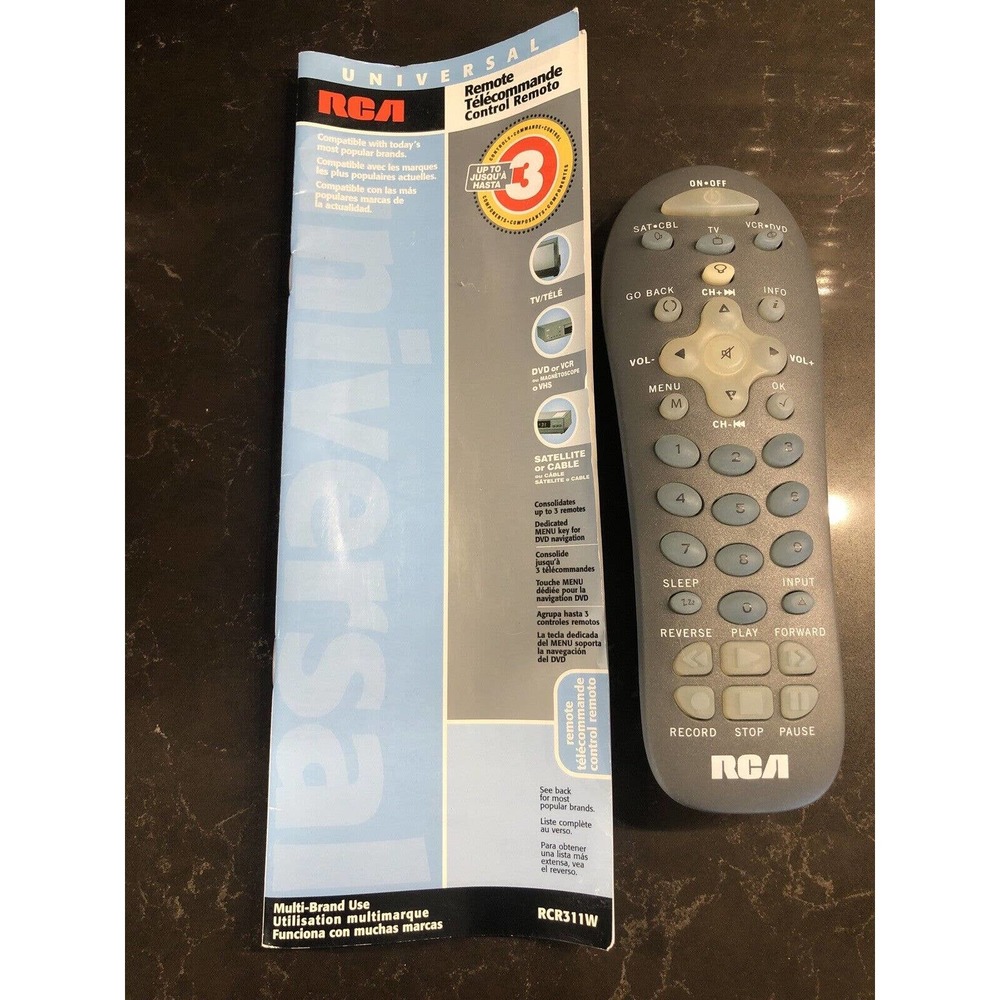 RCA RCR311W, 3 Device Universal‎ Remote Control w/Lighted Buttons TESTED